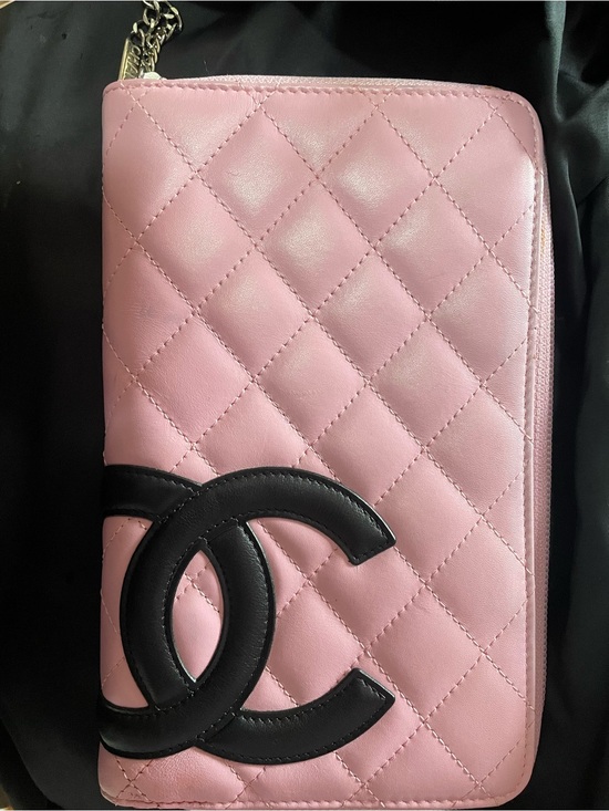 CHANEL Accessories - CHANEL Pink Quilted Leather Karl-era Cambon Wallet with Black CC Emblem